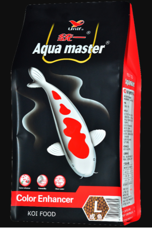 Aqua Master Color Enhancer koi fish food 11 lb large pellets summer season formula with spirulina