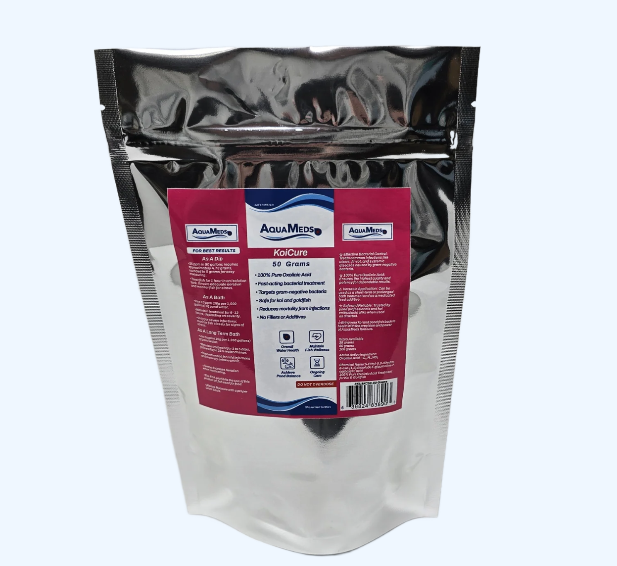 Aqua Meds KoiCure 50 g bag for koi bacterial infection treatment in ponds