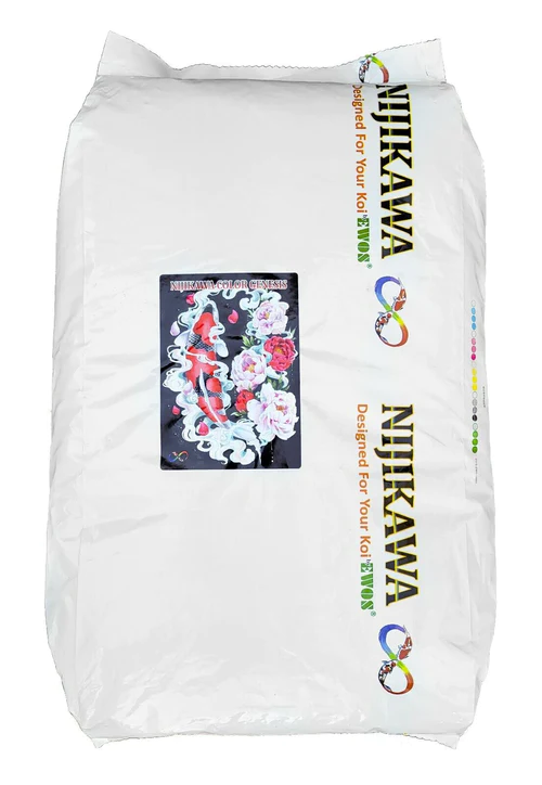 Bag of Nijikawa Color Genesis 5 mm sinking pellet koi food, 44 lbs