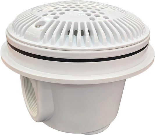 Hayward white dual suction outlet for vinyl liners with slotted round cover and black gasket