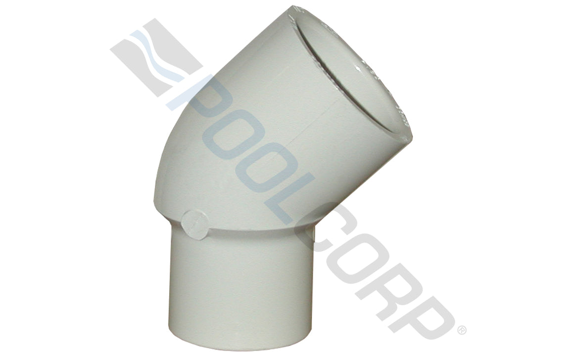 1-1/2" White SCH40 PVC 45 Degree Street Elbow Spigot x Socket