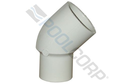 1-1/2" Sch 40 PVC 45° Street Elbow, Spigot × Socket
