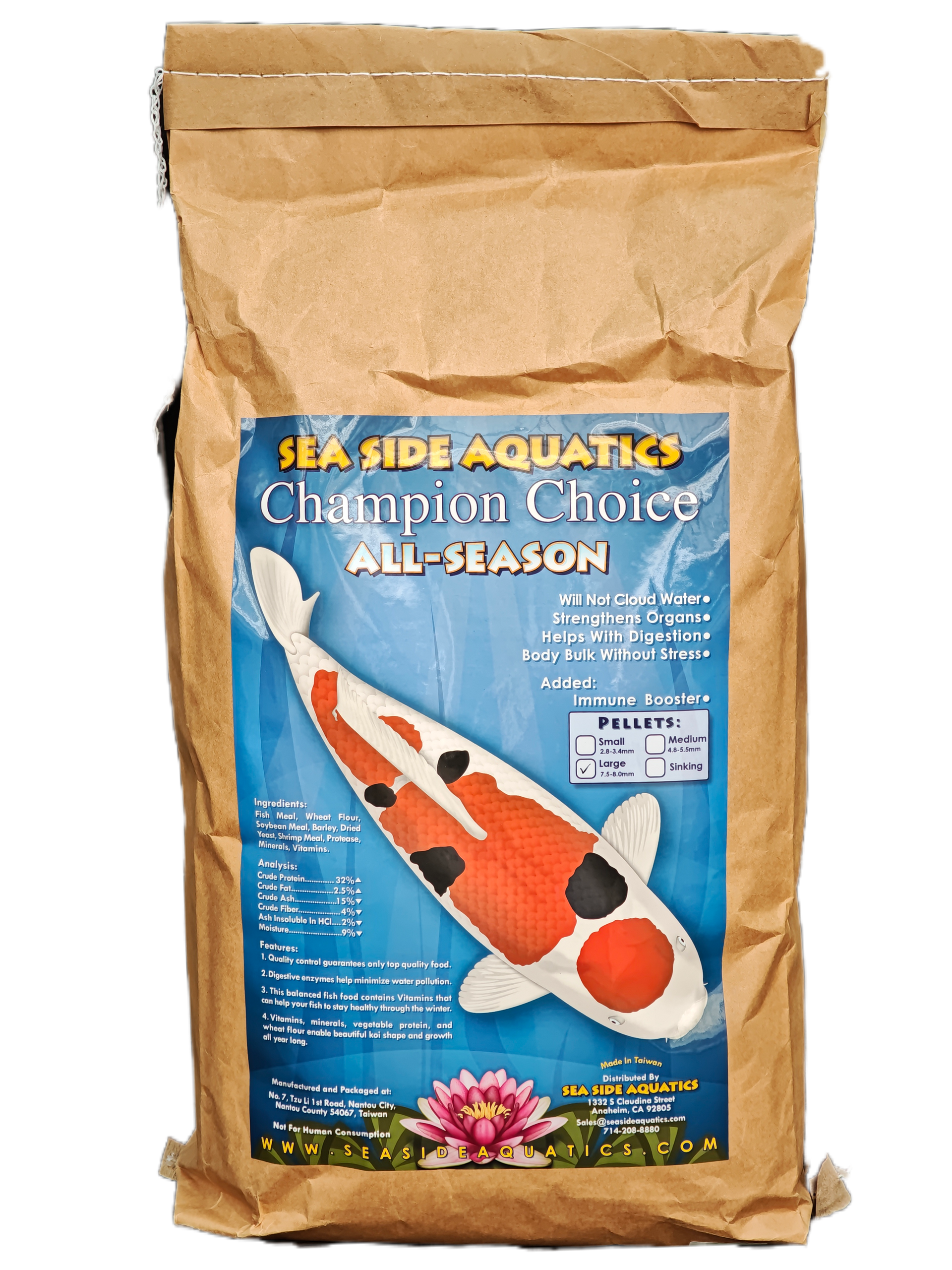 Sea Side Aquatics All Season Koi Fish Food | 5 kg & 20 kg bags - Champion Nishikigoi Sea Side Aquatics All Season Koi Fish Food | 5 kg & 20 kg bags - Champion Nishikigoi
