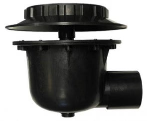 DreamPond KoiToilet I aerated bottom drain, black dome cover over sump body with side outlet