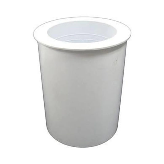Aladdin B-38 floating sleeve, smooth white plastic cylinder with flanged rim for no-niche skimmers